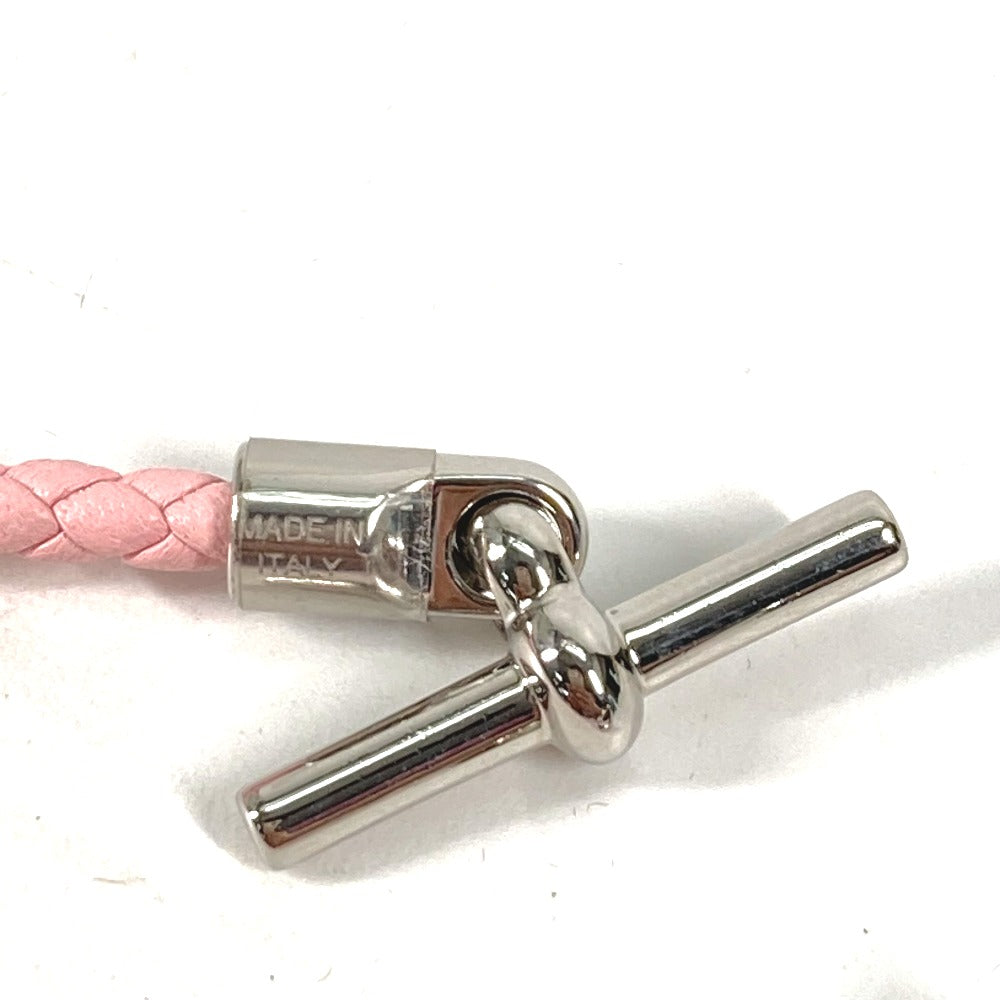 HERMES bracelet leather pink Braid Grenan Women  d