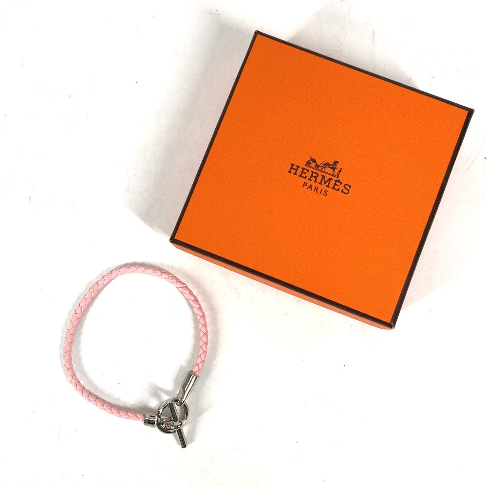 HERMES bracelet leather pink Braid Grenan Women  d
