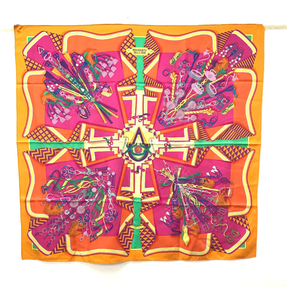 HERMES scarf silk Orange BOUQUETS SELLIER Women  d