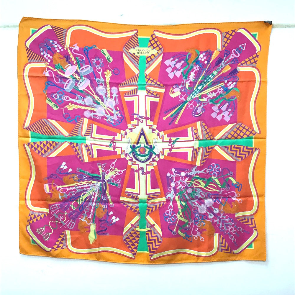 HERMES scarf silk Orange BOUQUETS SELLIER Women  d