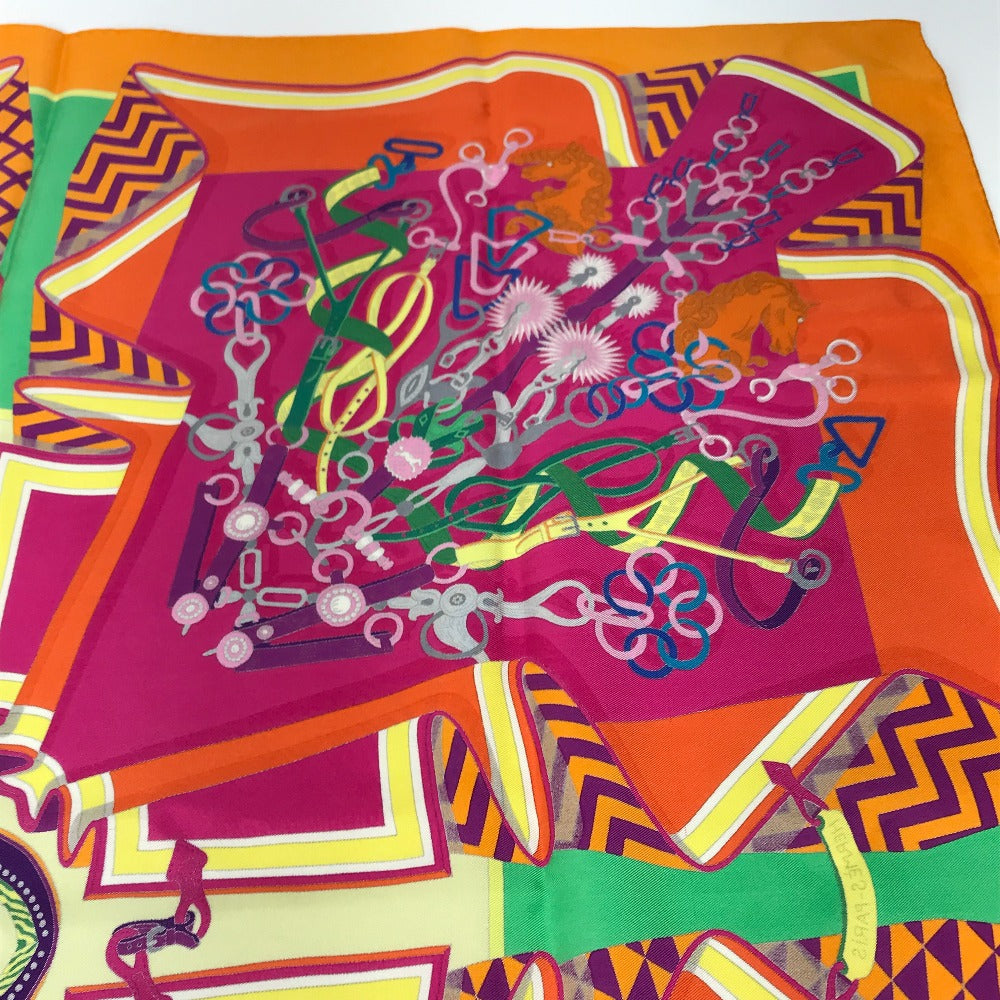 HERMES scarf silk Orange BOUQUETS SELLIER Women  d