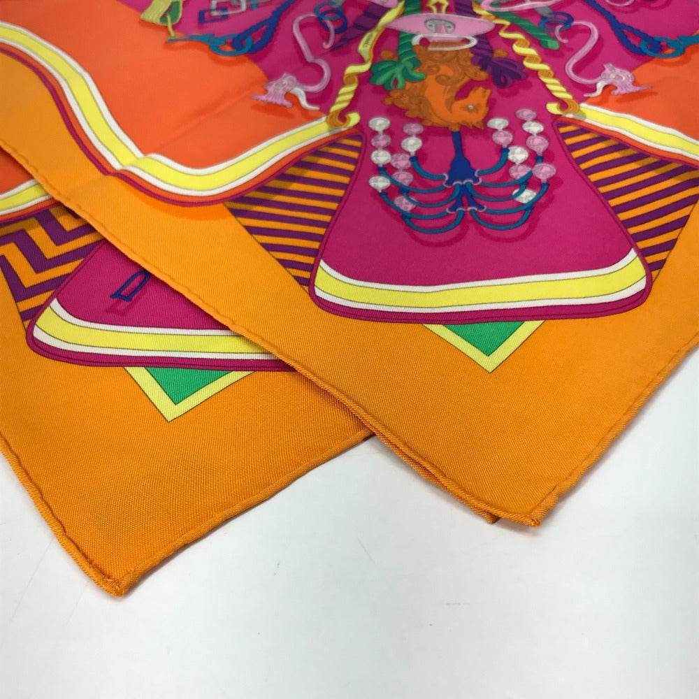 HERMES scarf silk Orange BOUQUETS SELLIER Women  d