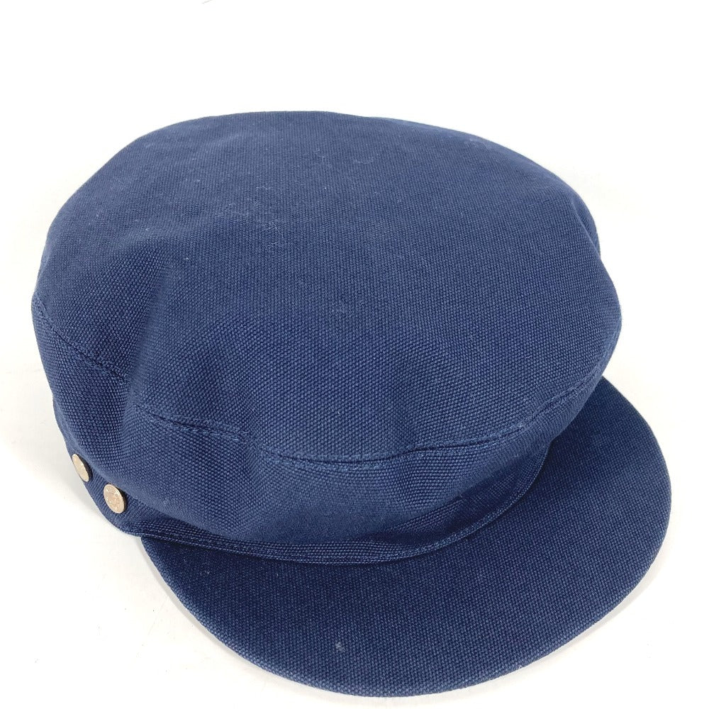 HERMES cap cotton Navy hat Kabul Serie Button Women 57  d
