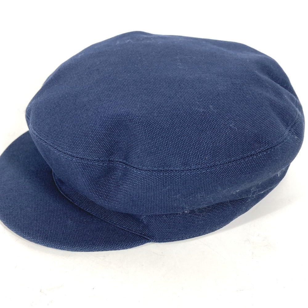 HERMES cap cotton Navy hat Kabul Serie Button Women 57  d