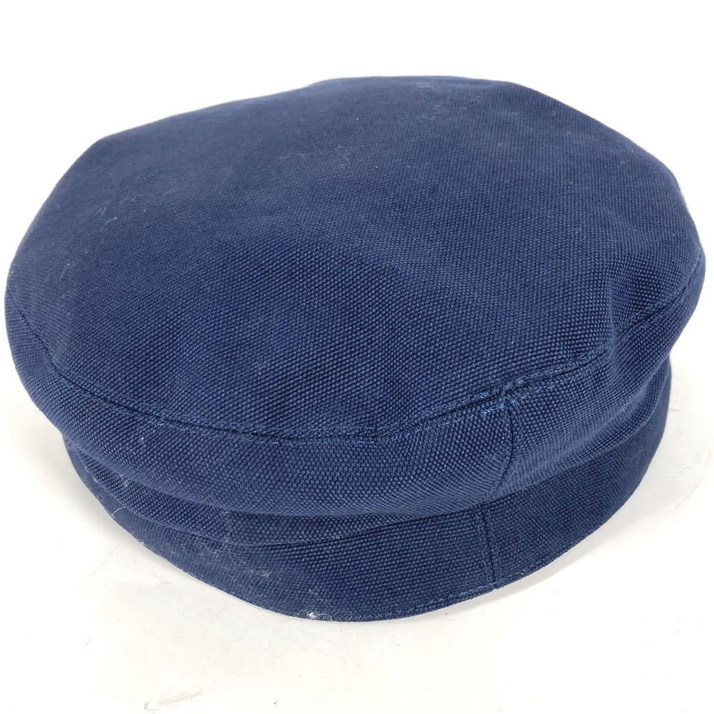 HERMES cap cotton Navy hat Kabul Serie Button Women 57  d