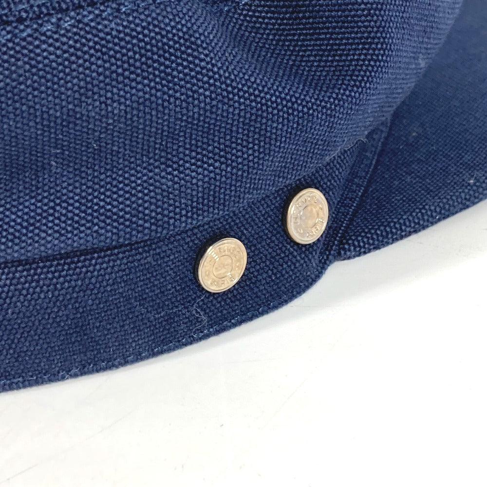 HERMES cap cotton Navy hat Kabul Serie Button Women 57  d