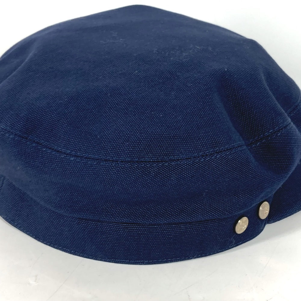 HERMES cap cotton Navy hat Kabul Serie Button Women 57  d