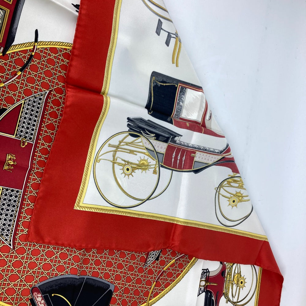 HERMES scarf silk Red The Evolution of Horse-Drawn Carriages Carre90 Women  d