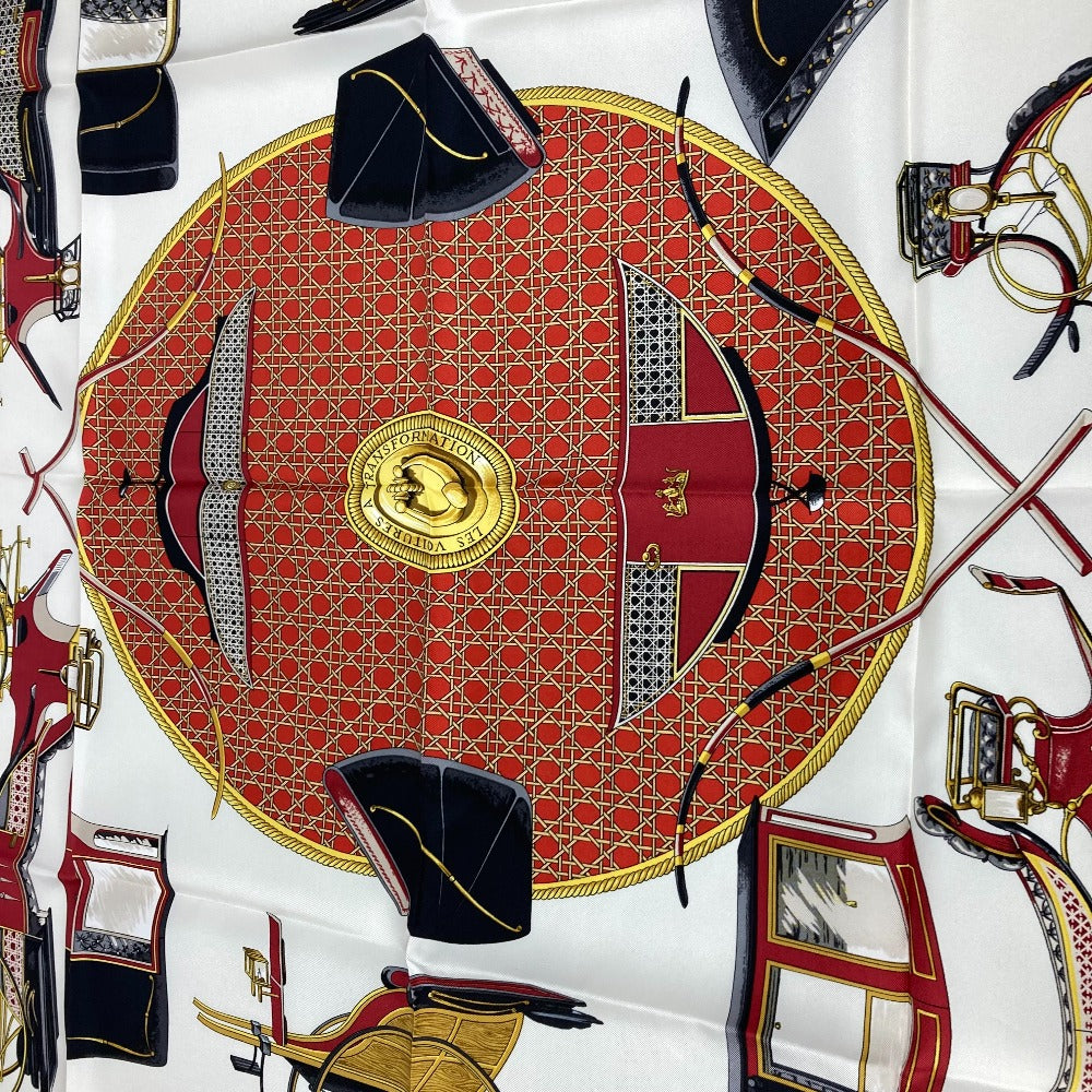 HERMES scarf silk Red The Evolution of Horse-Drawn Carriages Carre90 Women  d