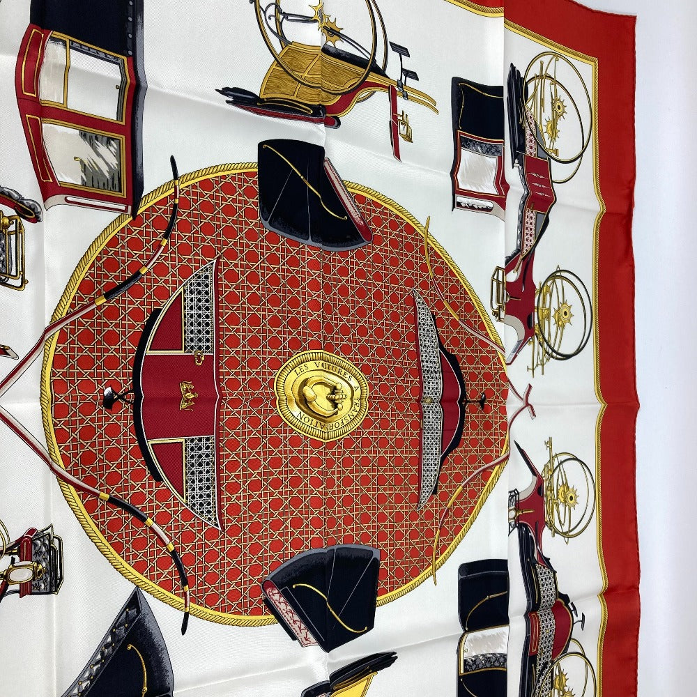 HERMES scarf silk Red The Evolution of Horse-Drawn Carriages Carre90 Women  d
