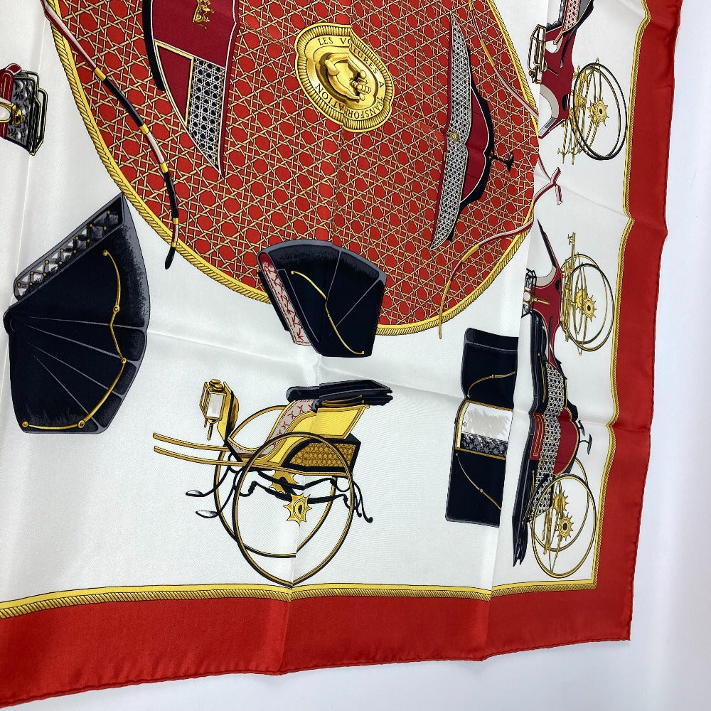 HERMES scarf silk Red The Evolution of Horse-Drawn Carriages Carre90 Women  d