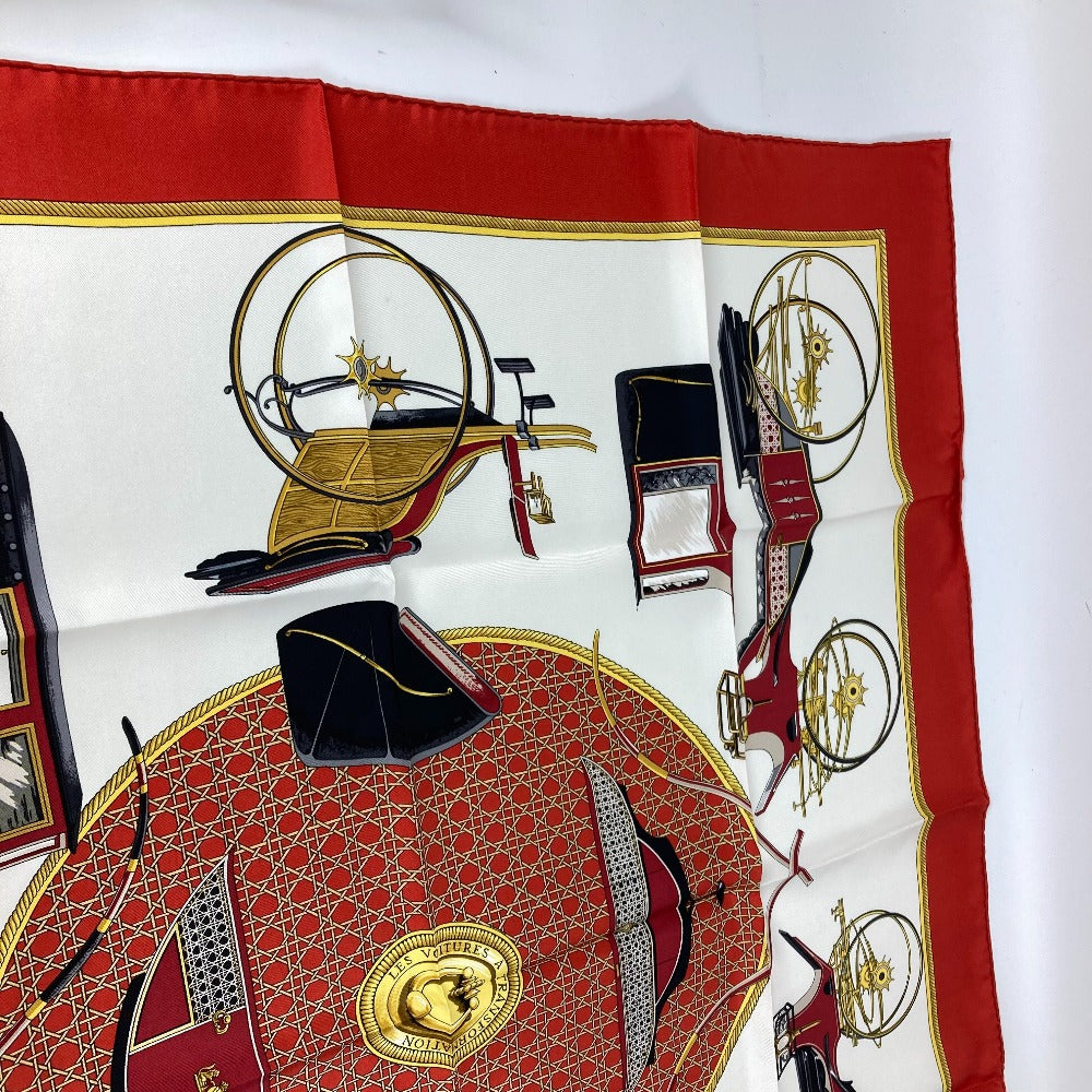 HERMES scarf silk Red The Evolution of Horse-Drawn Carriages Carre90 Women  d