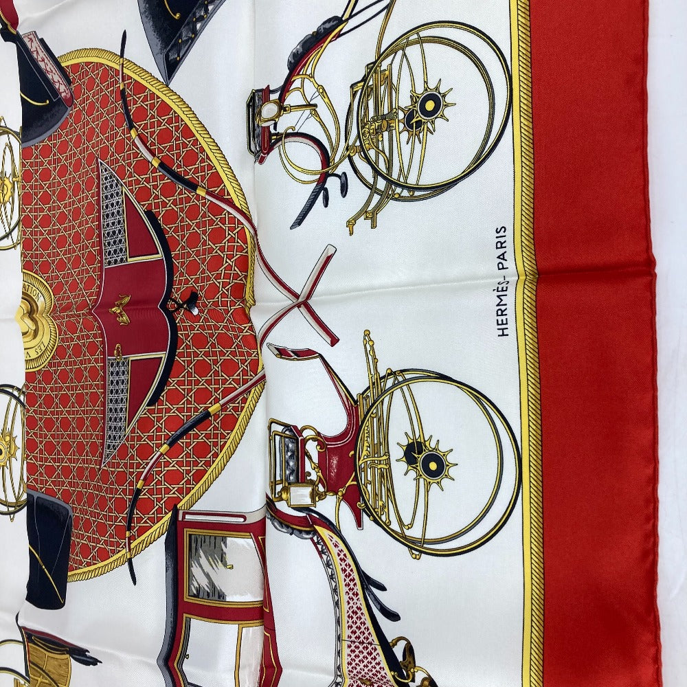HERMES scarf silk Red The Evolution of Horse-Drawn Carriages Carre90 Women  d