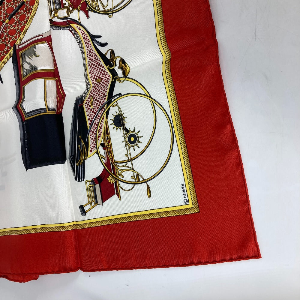 HERMES scarf silk Red The Evolution of Horse-Drawn Carriages Carre90 Women  d