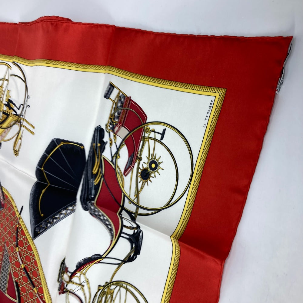 HERMES scarf silk Red The Evolution of Horse-Drawn Carriages Carre90 Women  d