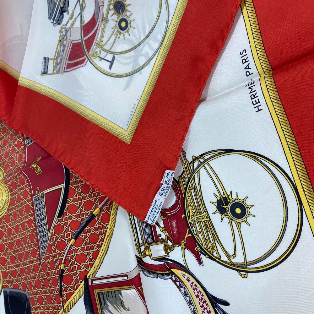 HERMES scarf silk Red The Evolution of Horse-Drawn Carriages Carre90 Women  d