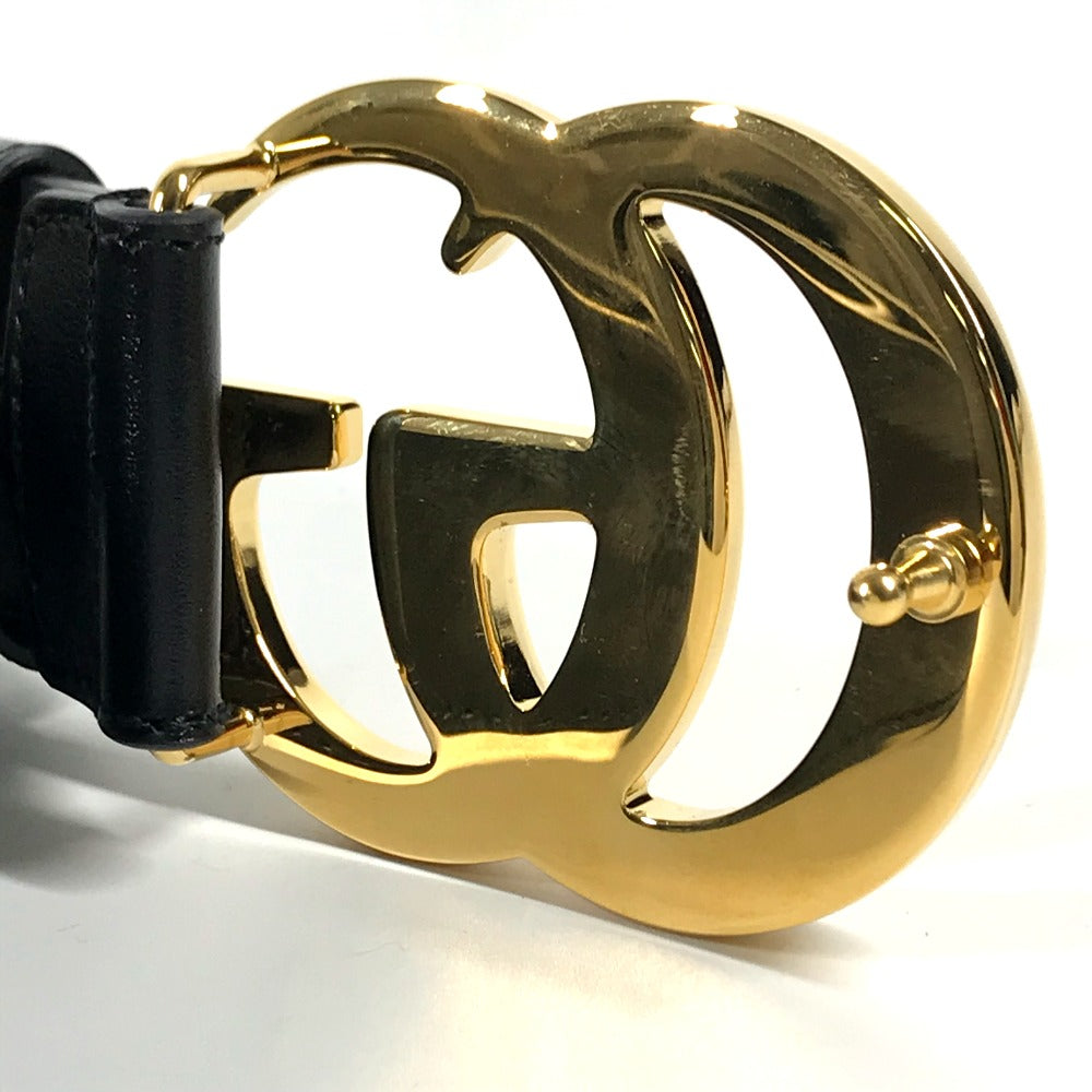 GUCCI belt 406831  leather Black x Gold GG Marmont Shiny buckle leather belt mens 80