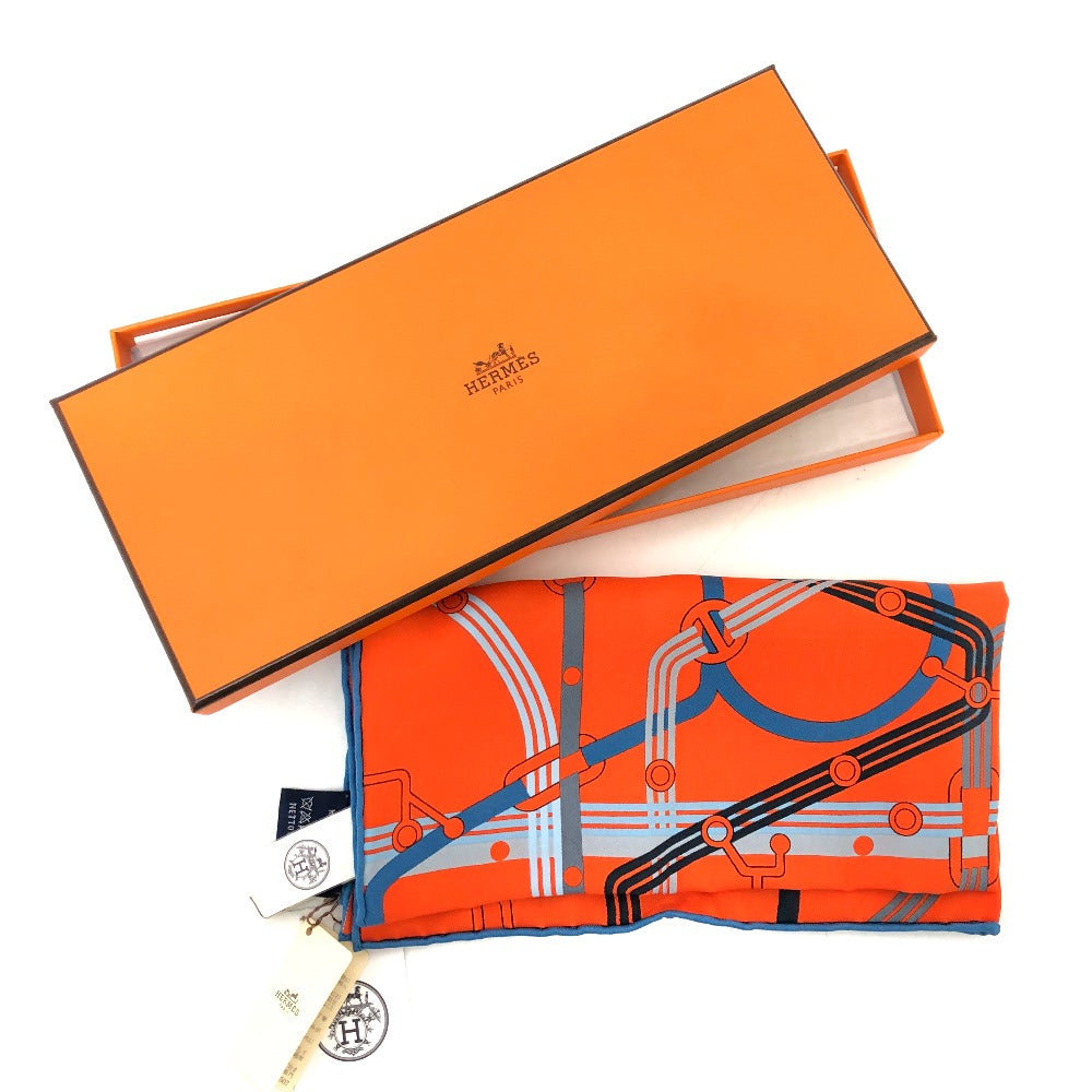 HERMES scarf silk Orange Pochette 45 Correspondance Carre45 Women  d