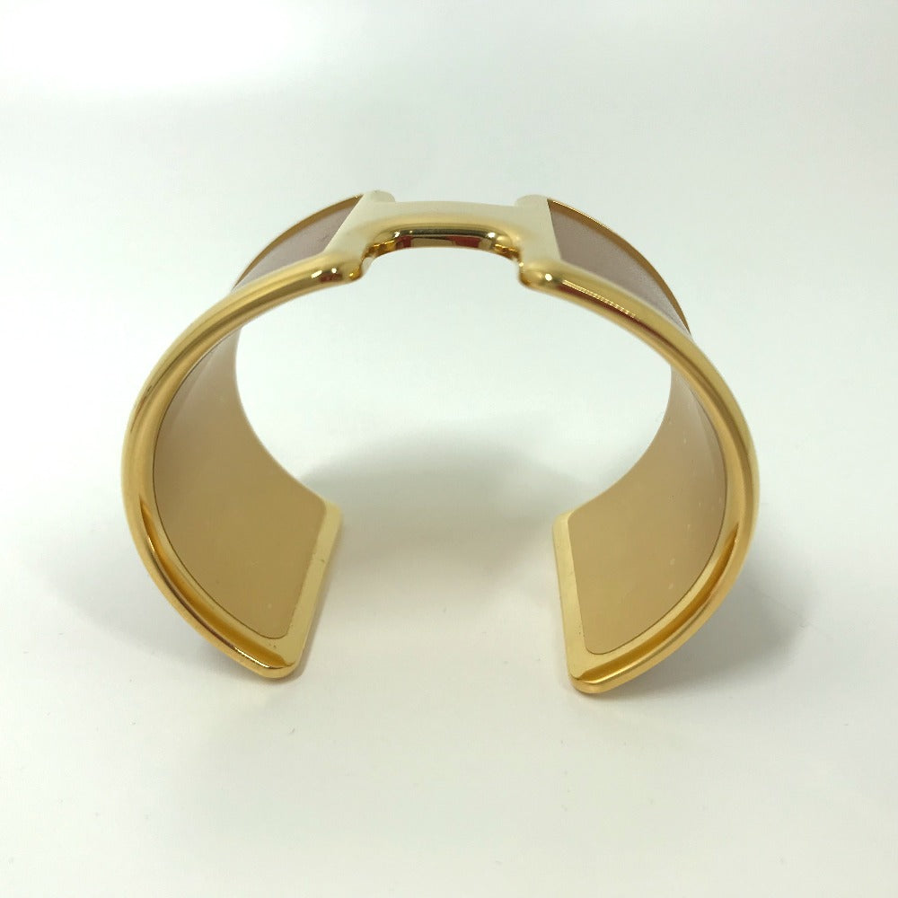 HERMES Bangle leather Brown x Gold bracelet Olympe Women  d