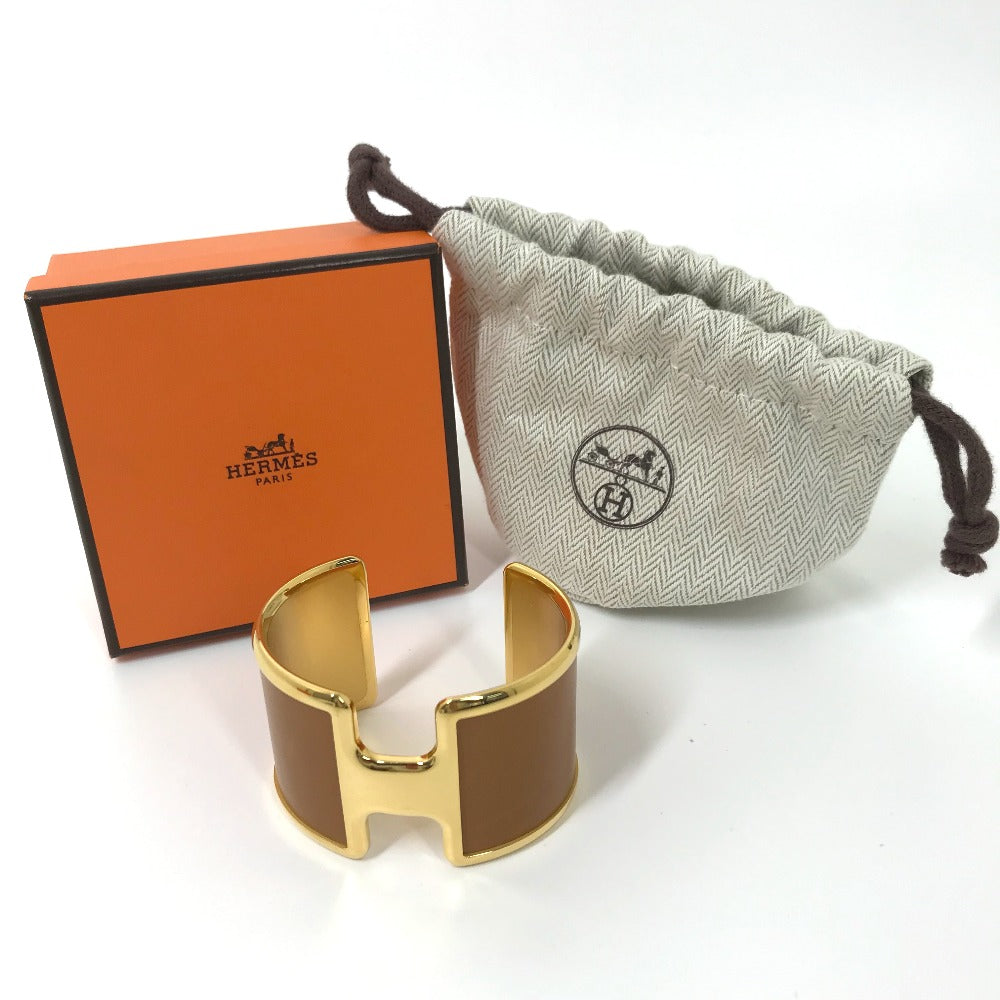 HERMES Bangle leather Brown x Gold bracelet Olympe Women  d