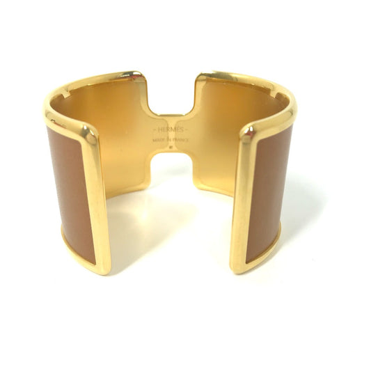 HERMES Bangle leather Brown x Gold bracelet Olympe Women  d