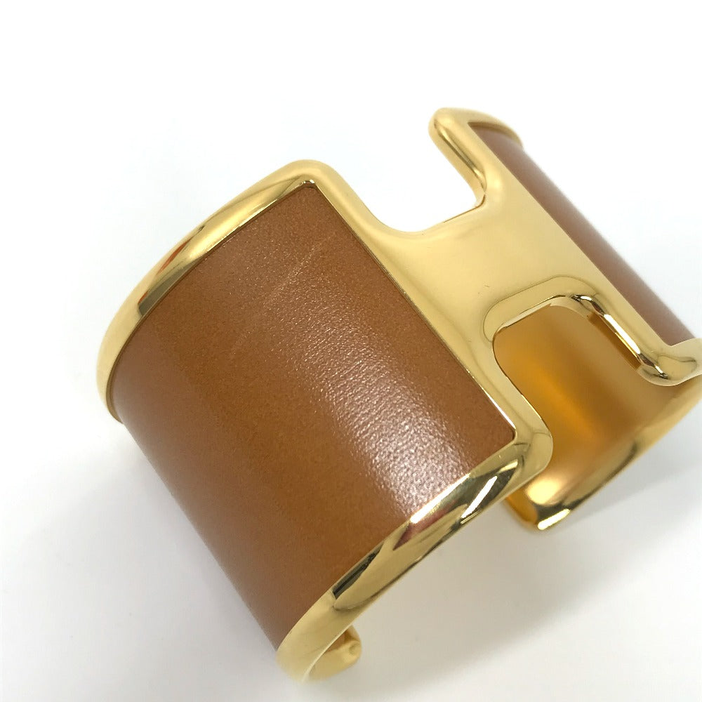 HERMES Bangle leather Brown x Gold bracelet Olympe Women  d