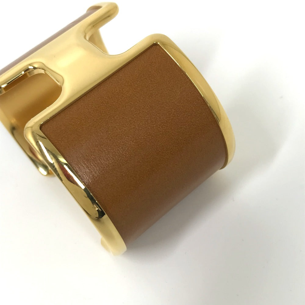 HERMES Bangle leather Brown x Gold bracelet Olympe Women  d