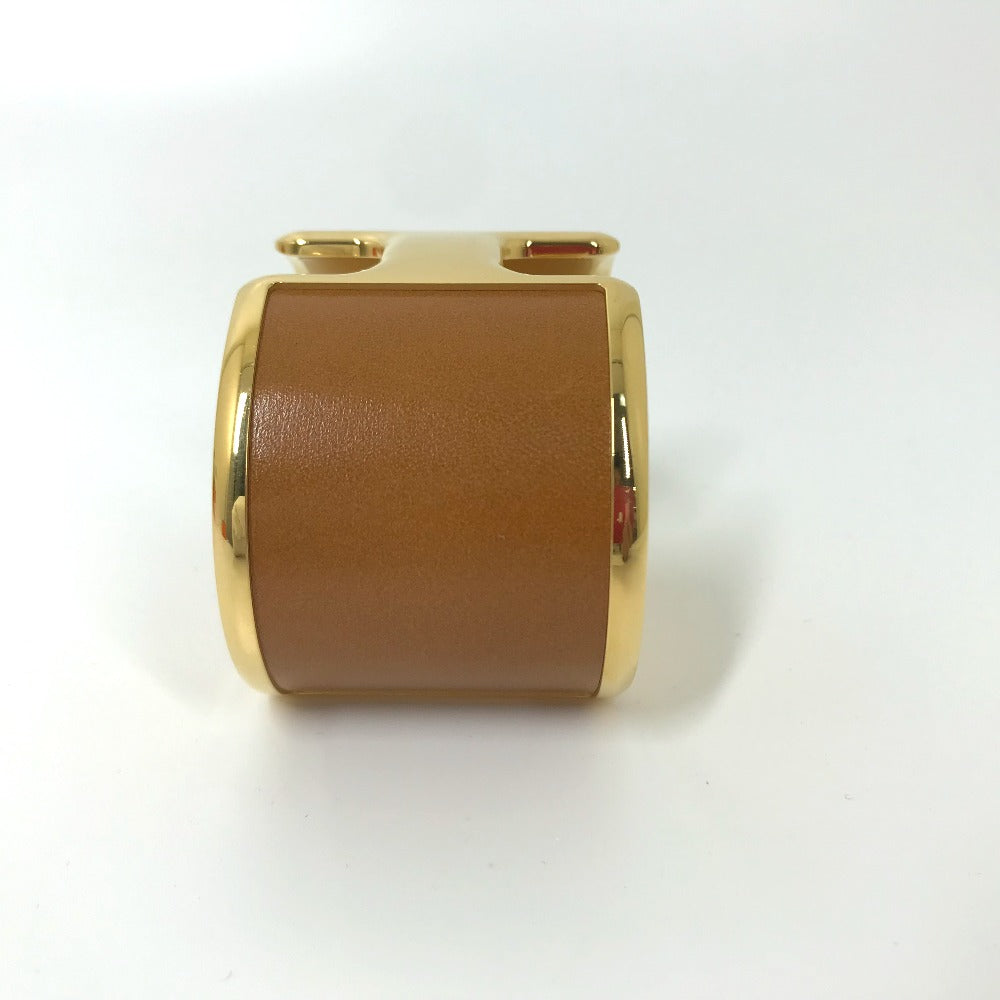 HERMES Bangle leather Brown x Gold bracelet Olympe Women  d