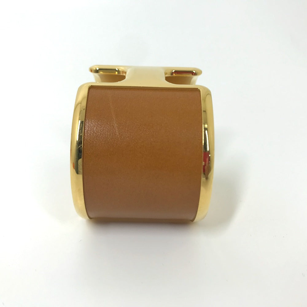 HERMES Bangle leather Brown x Gold bracelet Olympe Women  d