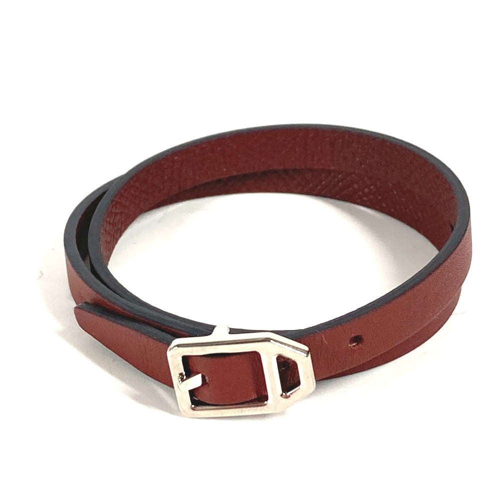 HERMES bracelet leather Brown Bracelet Paddock Double Tour Women  d