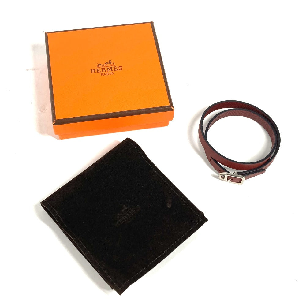 HERMES bracelet leather Brown Bracelet Paddock Double Tour Women  d