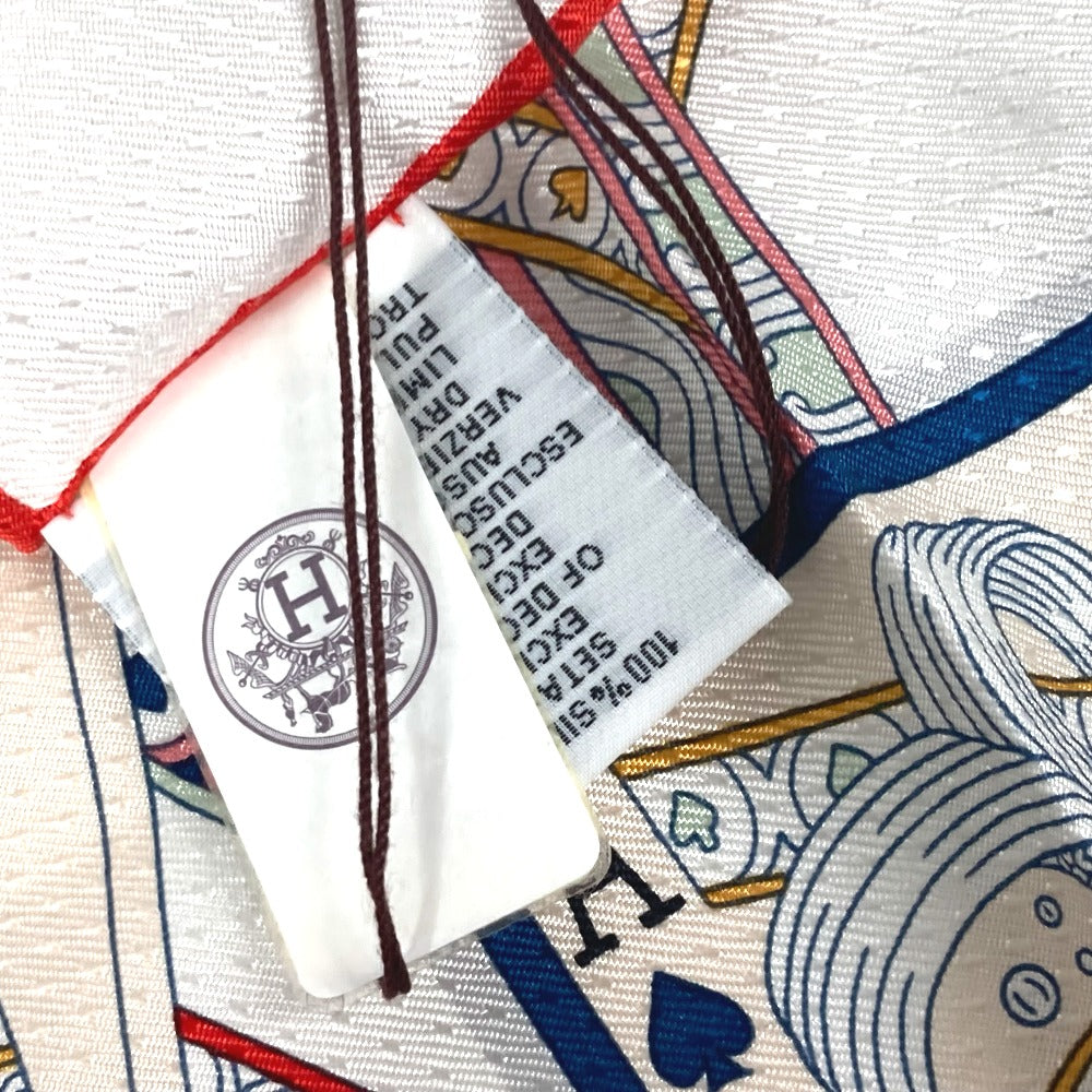HERMES scarf silk white Carre70 PIQUE DAME DE COEUR Piqu Queen of Hearts Women  d