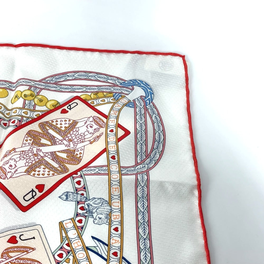 HERMES scarf silk white Carre70 PIQUE DAME DE COEUR Piqu Queen of Hearts Women  d