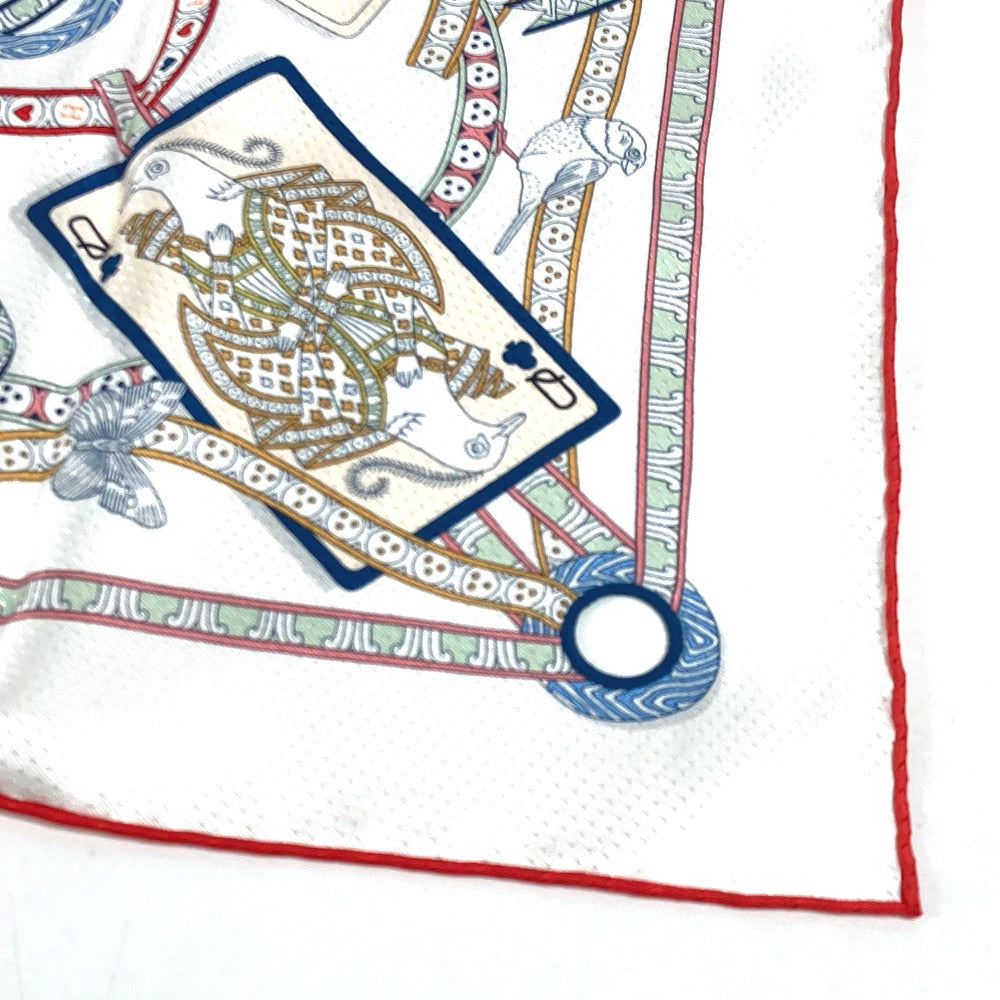 HERMES scarf silk white Carre70 PIQUE DAME DE COEUR Piqu Queen of Hearts Women  d