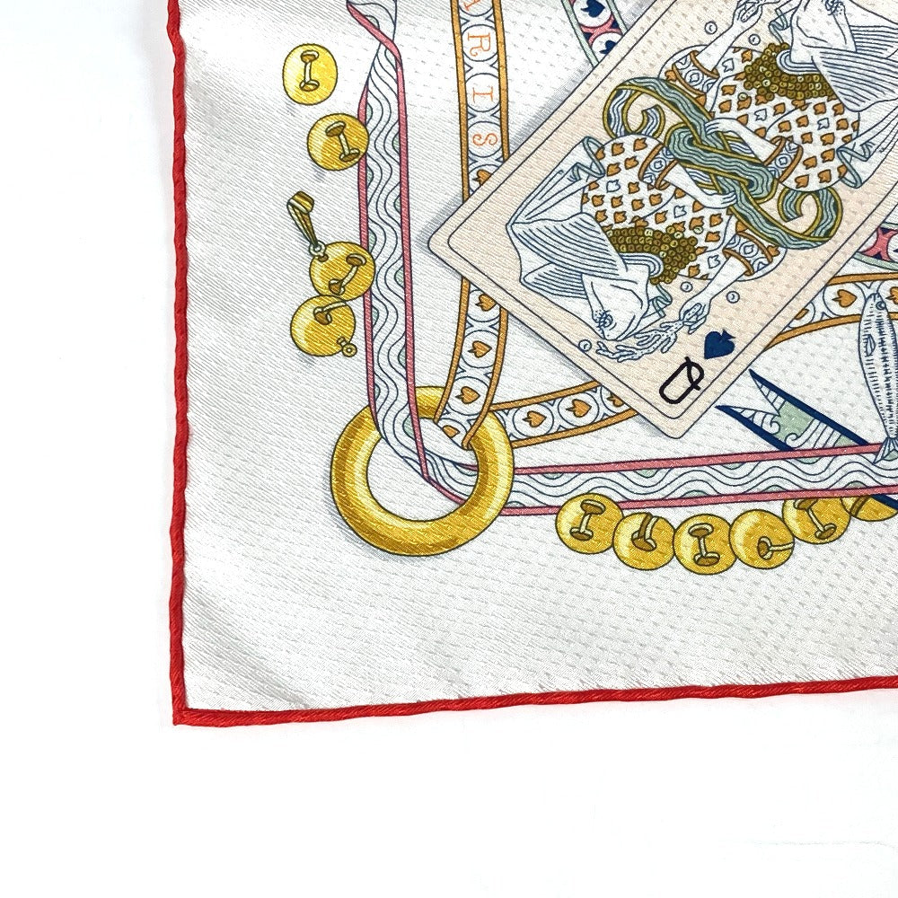 HERMES scarf silk white Carre70 PIQUE DAME DE COEUR Piqu Queen of Hearts Women  d