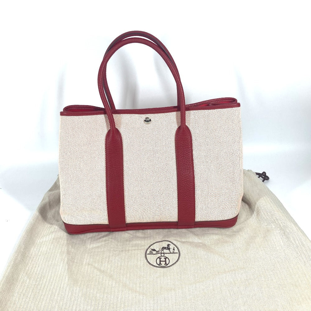HERMES Tote Bag Toile H, Negonda Red type Shoulder Bag Shoulder Bag Garden party PM Women  d