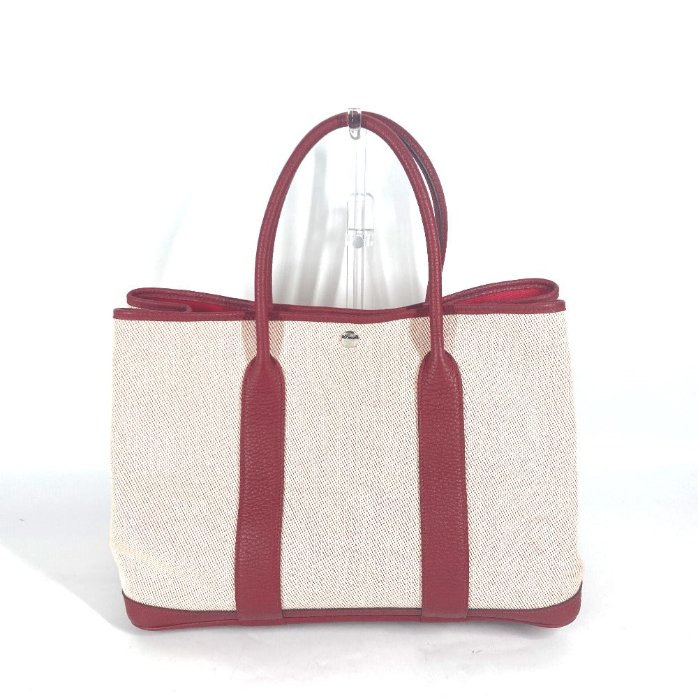 HERMES Tote Bag Toile H, Negonda Red type Shoulder Bag Shoulder Bag Garden party PM Women  d