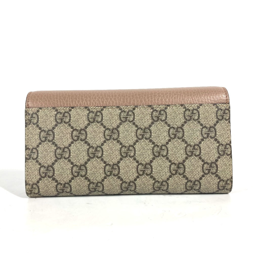 GUCCI Long Wallet Purse 456116 GG Supreme Canvas pink beige GG Supreme Double G Leather Continental Wallet Women