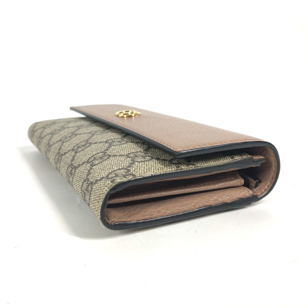 GUCCI Long Wallet Purse 456116 GG Supreme Canvas pink beige GG Supreme Double G Leather Continental Wallet Women