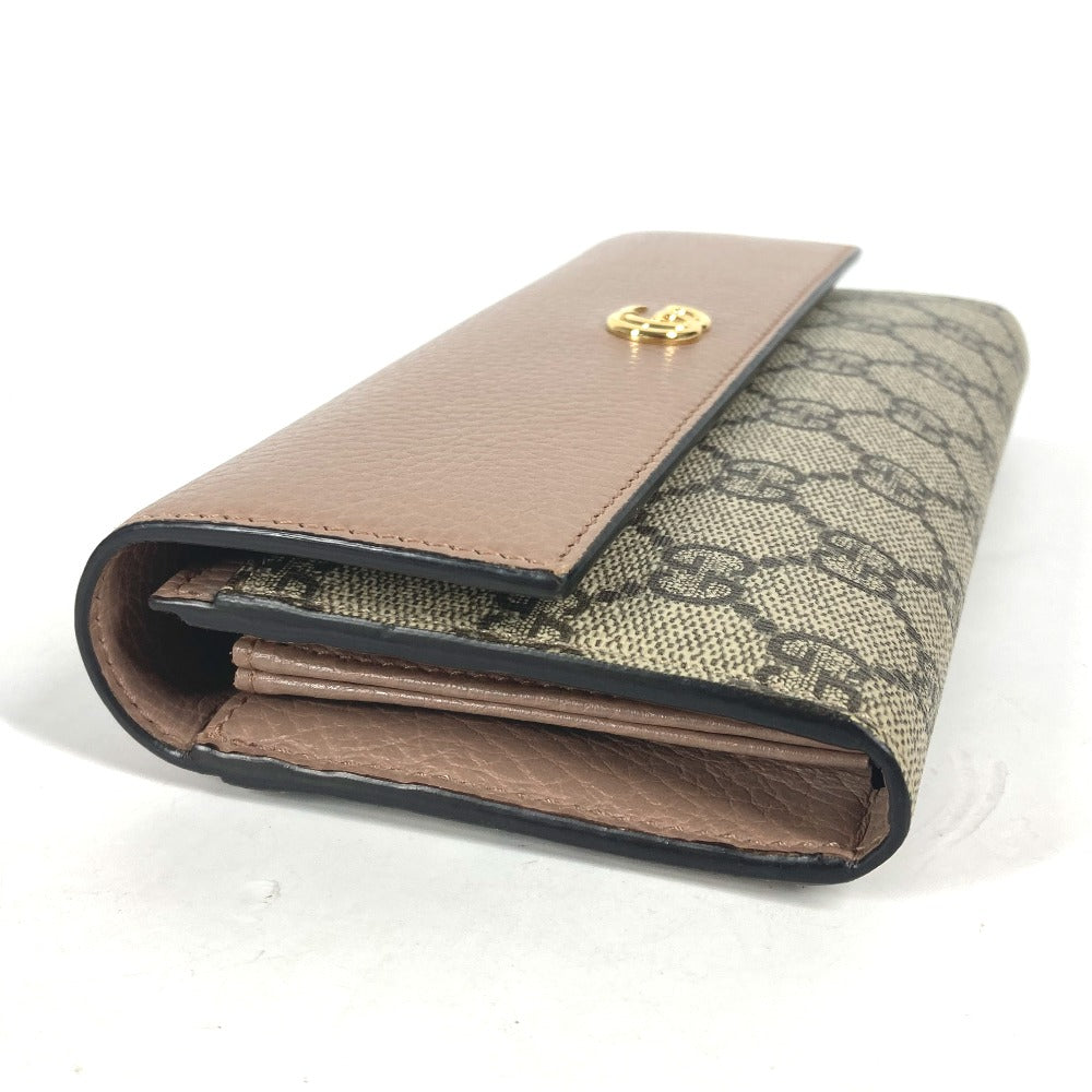 GUCCI Long Wallet Purse 456116 GG Supreme Canvas pink beige GG Supreme Double G Leather Continental Wallet Women