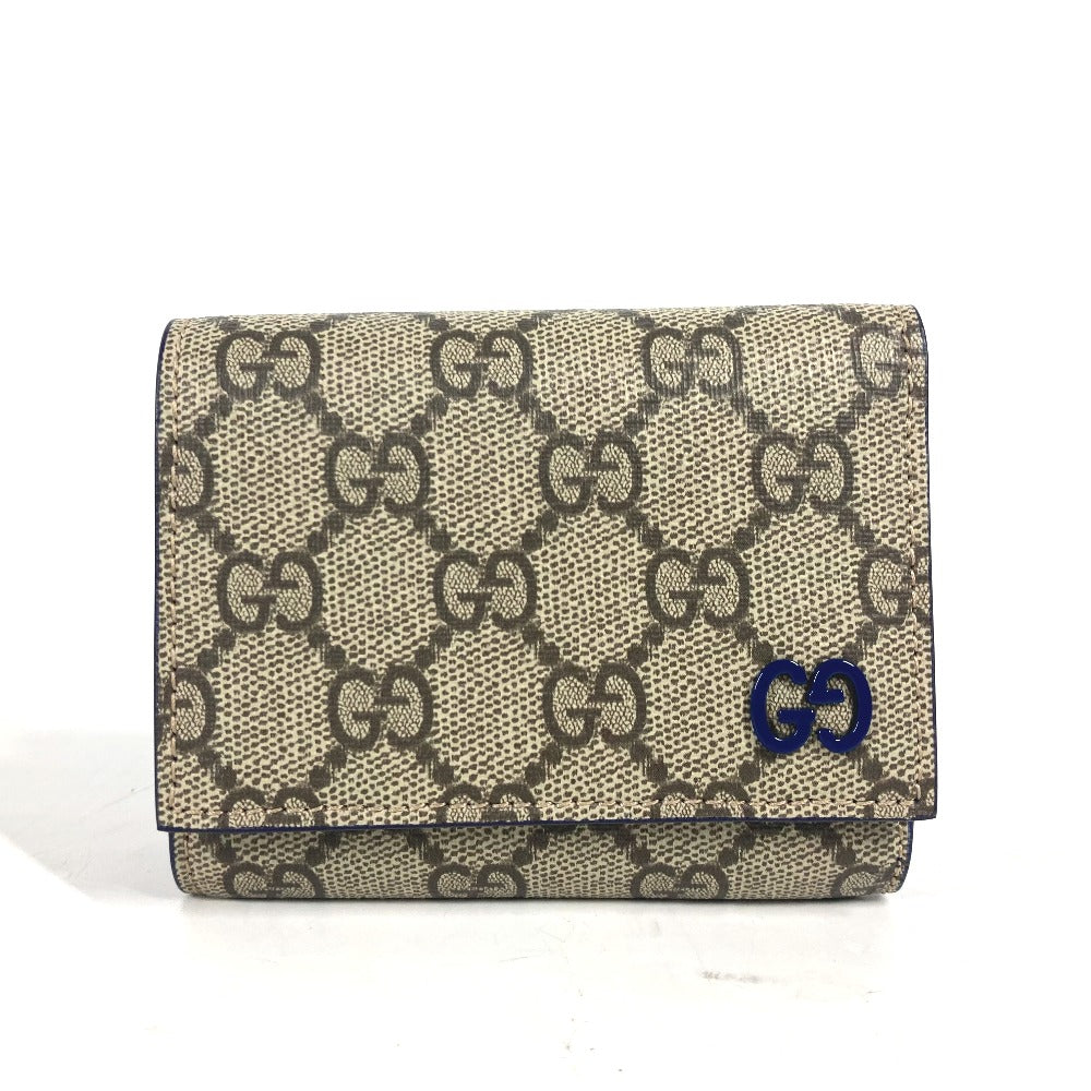 GUCCI Trifold wallet 769225 GG Supreme Canvas Beige x blue GG Supreme GG details mens