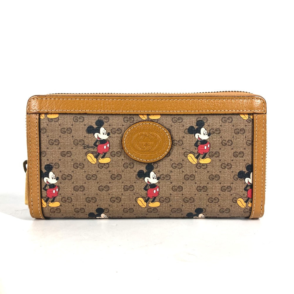 GUCCI Long Wallet Purse 602532 GG Supreme Canvas Beige x brown Mini GG Supreme DISNEY Disney collaboration Mickey Mo  Women