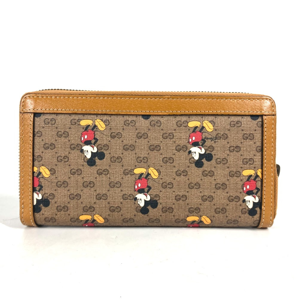 GUCCI Long Wallet Purse 602532 GG Supreme Canvas Beige x brown Mini GG Supreme DISNEY Disney collaboration Mickey Mo  Women