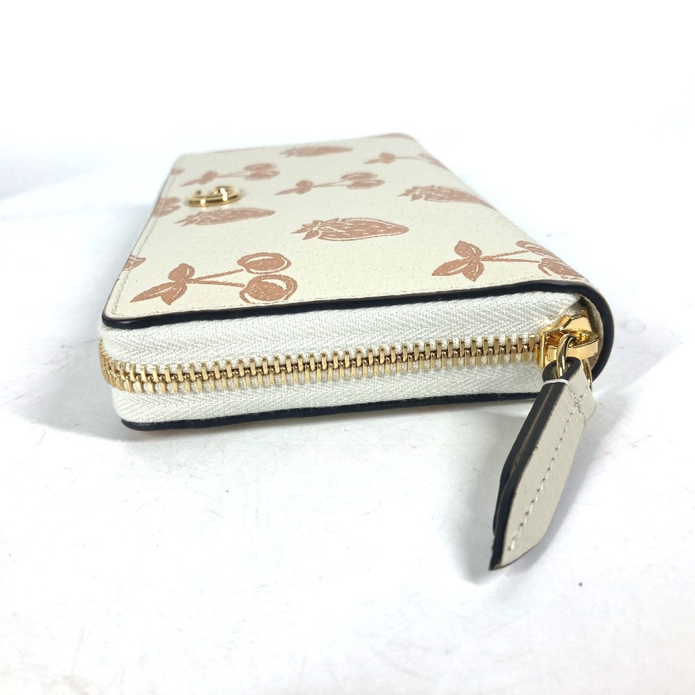 GUCCI Long Wallet Purse 456117 leather White x pink GG Marmont Cherry Strawberry Valentine Women