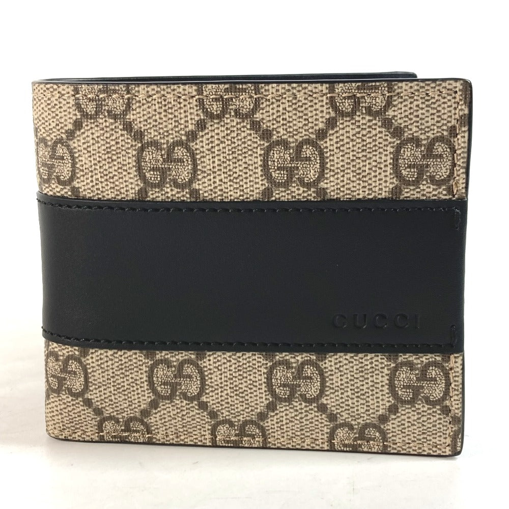 GUCCI Folded wallet 451240 GG Supreme Canvas Black x beige GG Supreme Eden mens