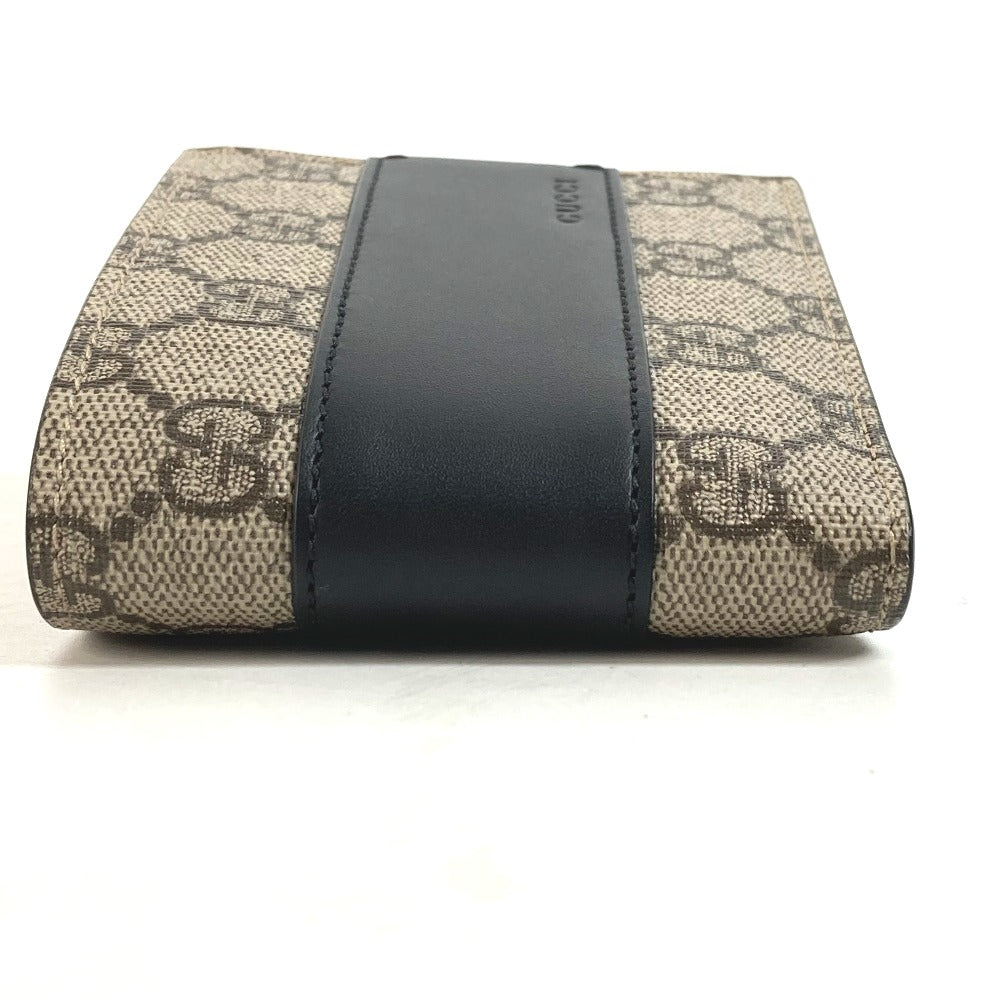 GUCCI Folded wallet 451240 GG Supreme Canvas Black x beige GG Supreme Eden mens