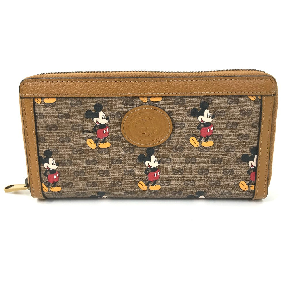 GUCCI Long Wallet Purse 602532 GG Supreme Canvas Beige x brown Mini GG Supreme DISNEY Collaboration Mickey Mo  Women