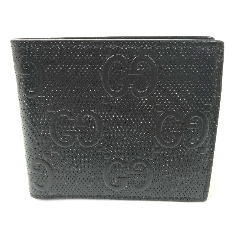GUCCI Folded wallet 625555 leather black GG emboss mens