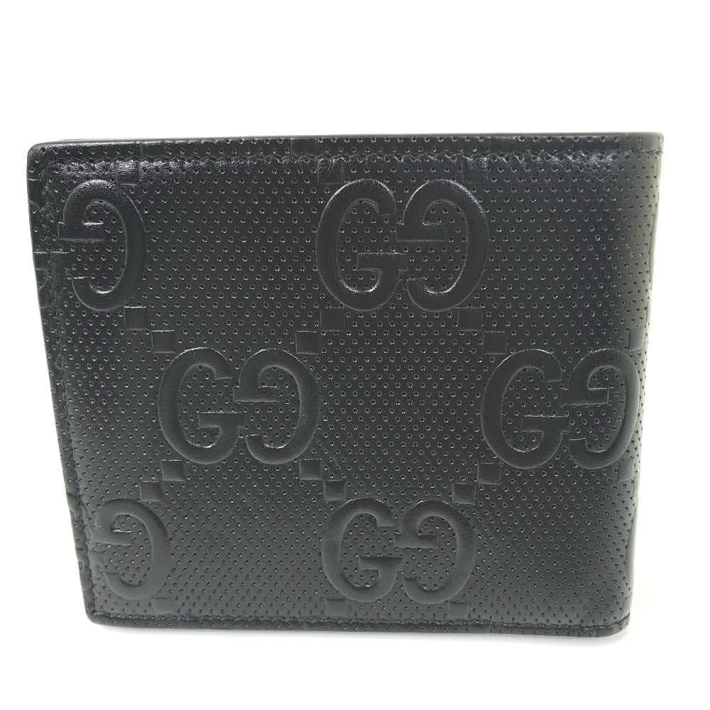 GUCCI Folded wallet 625555 leather black GG emboss mens