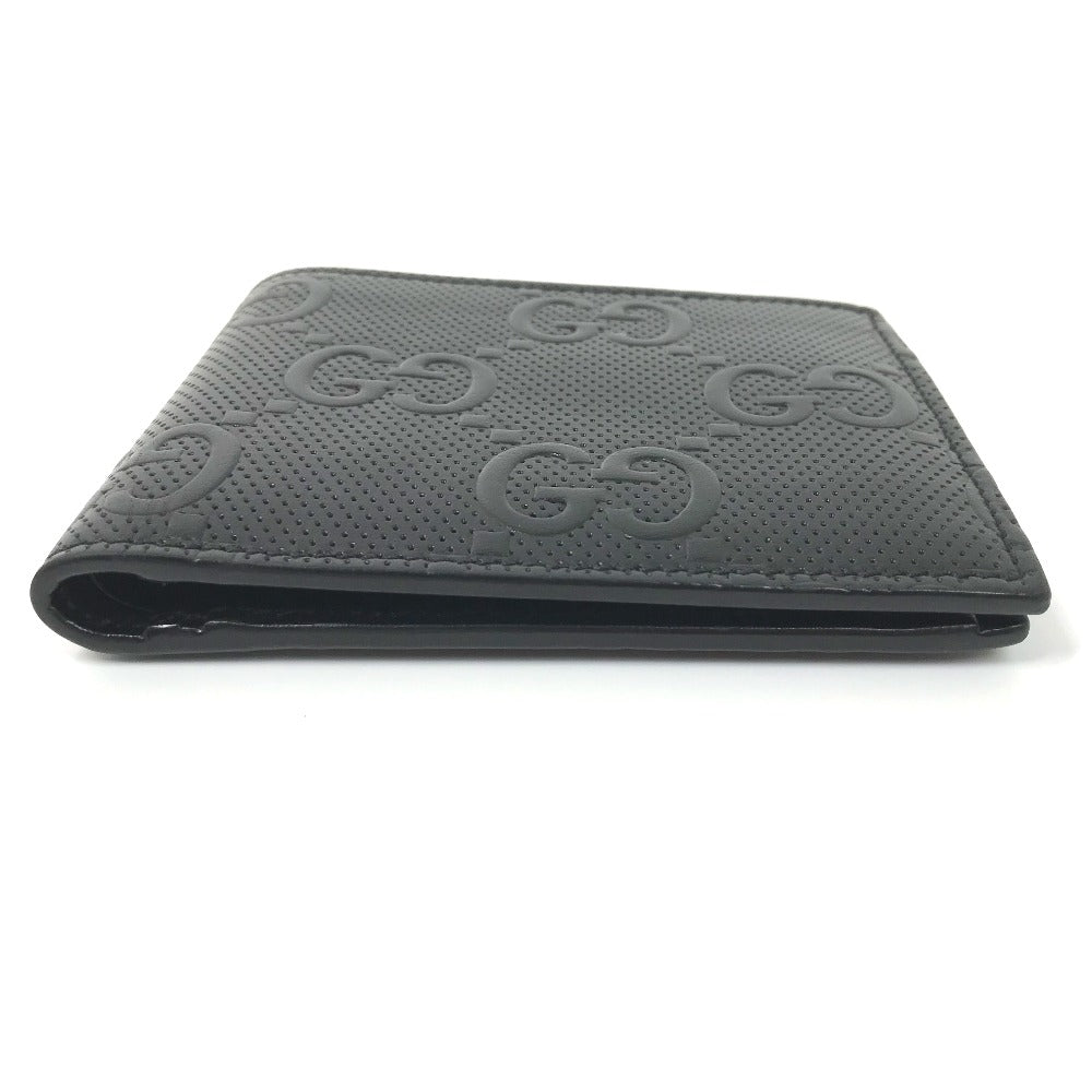 GUCCI Folded wallet 625555 leather black GG emboss mens